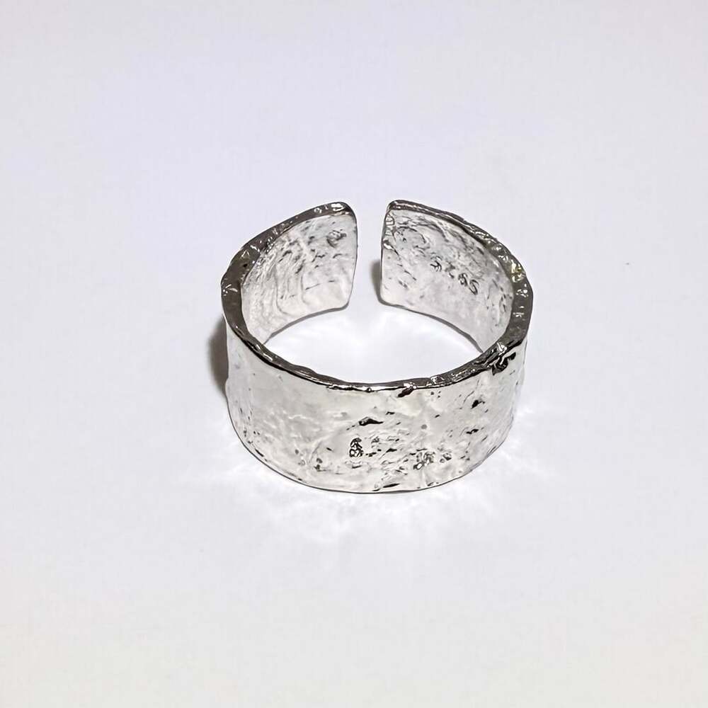 Unbranded S925 Silver Textured Open Ring Adjustable